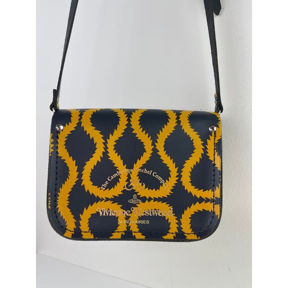 Vivianne Westwood Cambridge Satchel Mini Crossbody Squiggle Yellow Black Chic - Picture 4 of 10